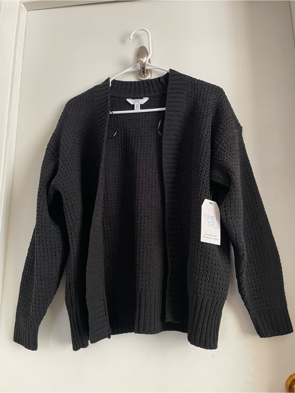 Time and Tru Black Open Knit Cardigan